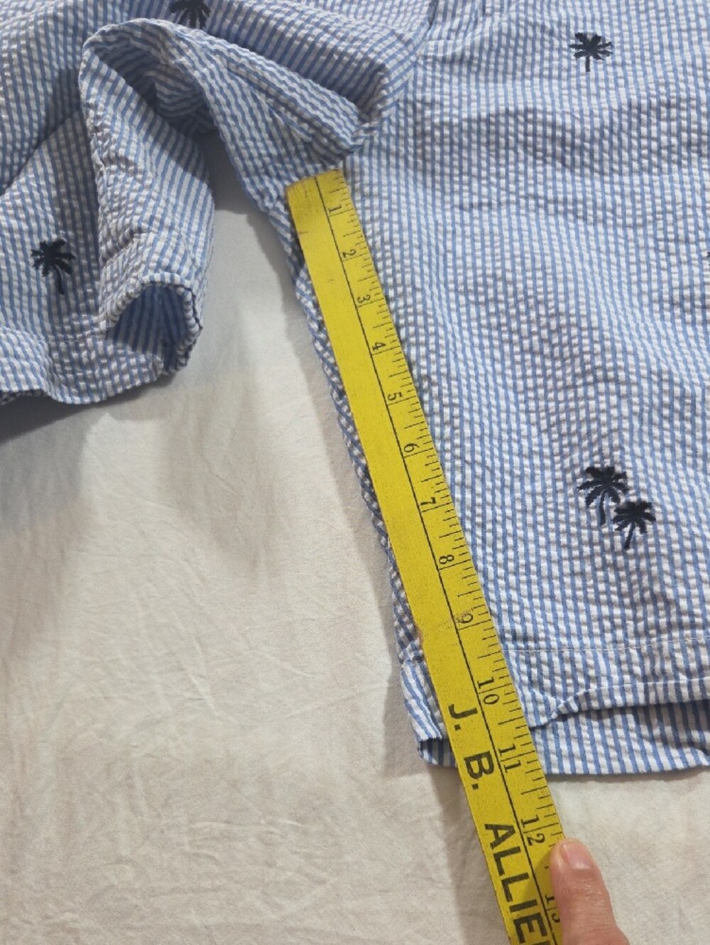 Brooks Brothers Light Blue Seersucker Shorts Palm Tree Embroidered Summer Casual - Picture 3 of 12